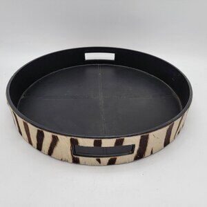 Faux Zebra Leather Round Tray